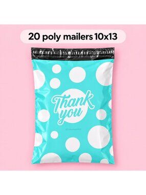 20 teal and white polka dot poly mailers 10x13 Shipping Bags
